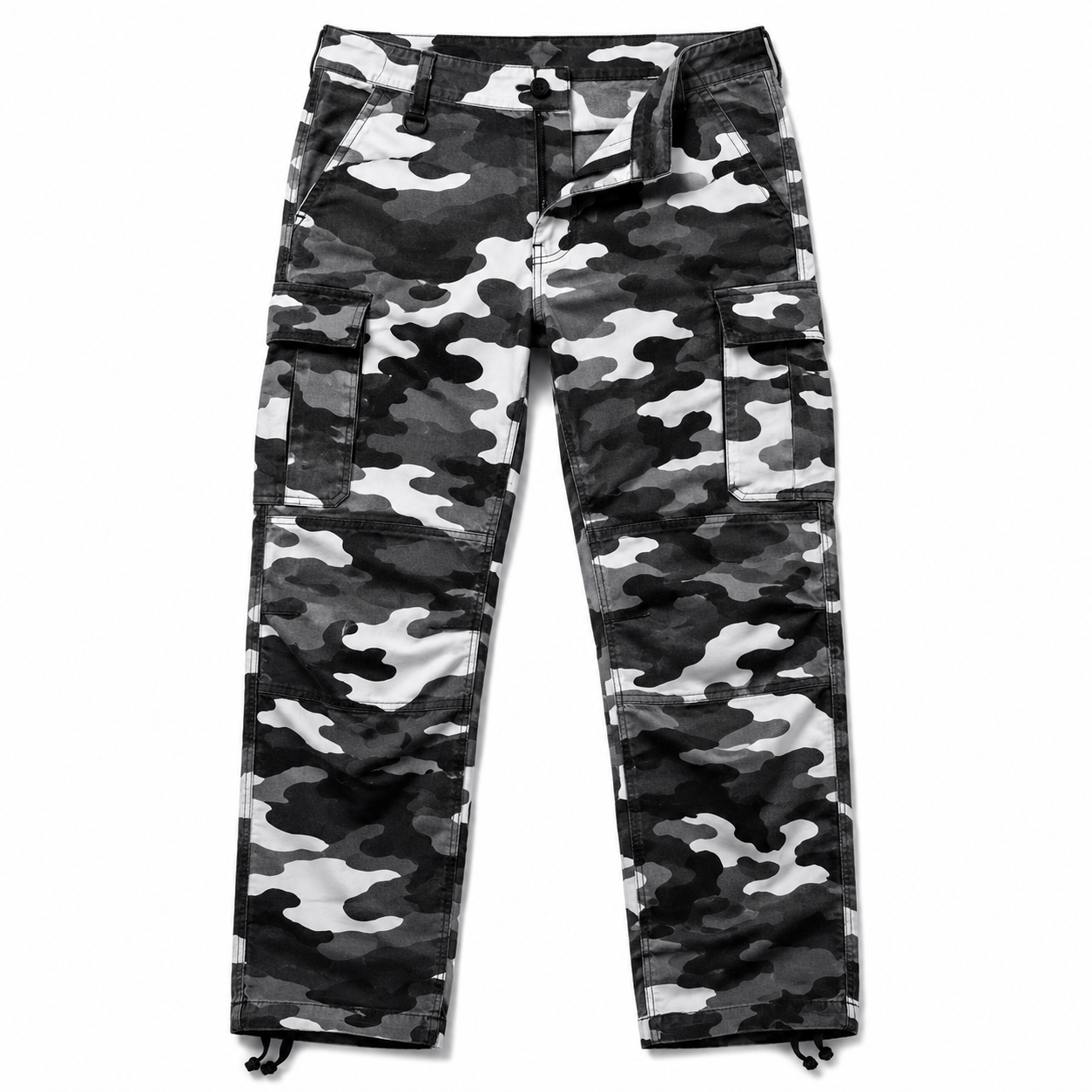 Premium Black & White Camouflage Cargo Trousers | coolemanwear
